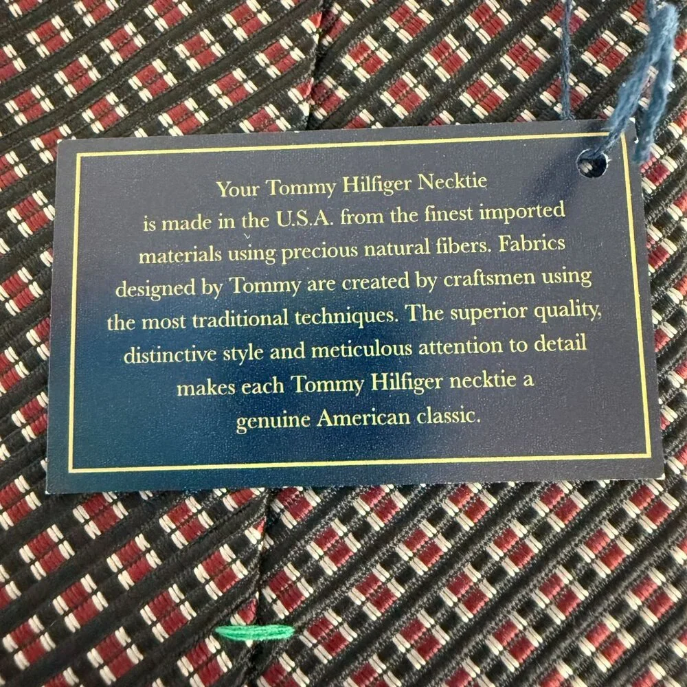 NWT Tommy Hilfiger Mens Check Pattern All Silk Neck Tie Collegiate Preppy Gift